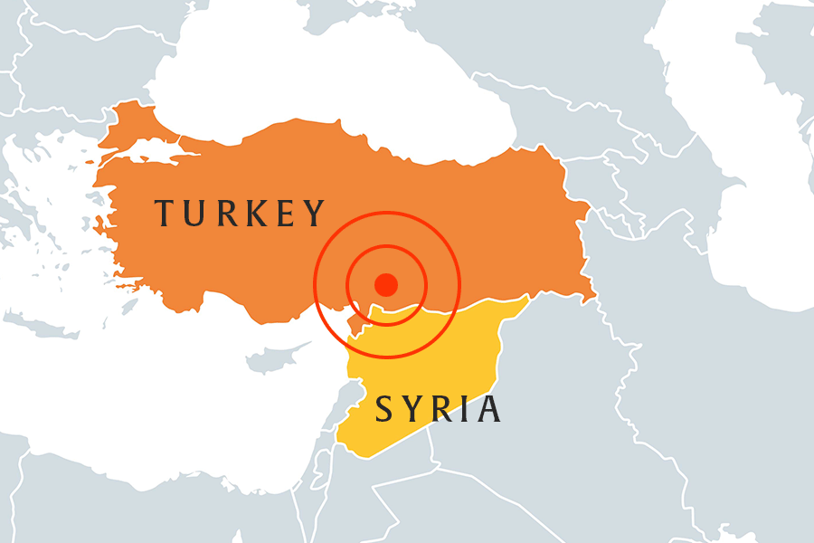 Map of Turkey and Syria